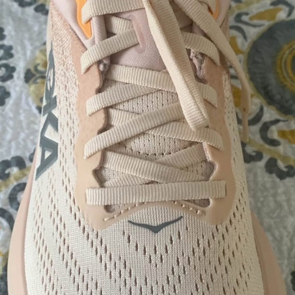 Hoka Cream Sneakers with Breathable Mesh and Cushioned Midsole - Picture 3 of 4